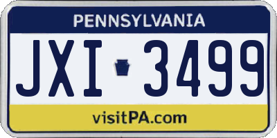 PA license plate JXI3499