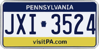 PA license plate JXI3524
