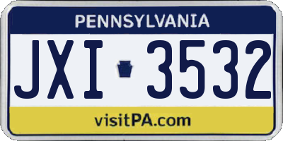 PA license plate JXI3532