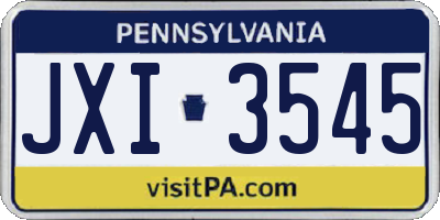 PA license plate JXI3545