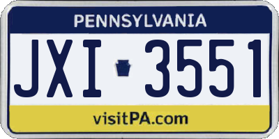 PA license plate JXI3551