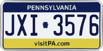PA license plate JXI3576