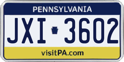 PA license plate JXI3602