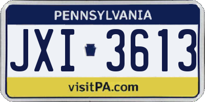 PA license plate JXI3613