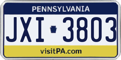 PA license plate JXI3803