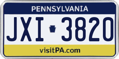 PA license plate JXI3820