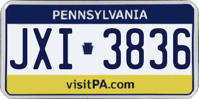 PA license plate JXI3836
