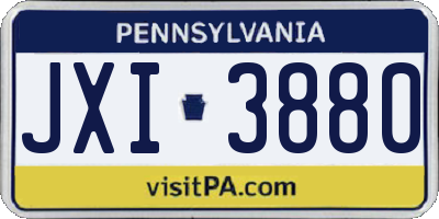 PA license plate JXI3880