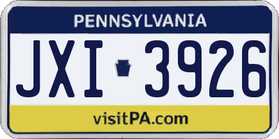 PA license plate JXI3926