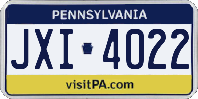 PA license plate JXI4022