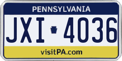 PA license plate JXI4036