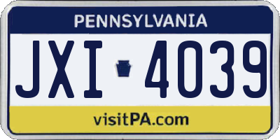 PA license plate JXI4039