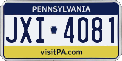 PA license plate JXI4081
