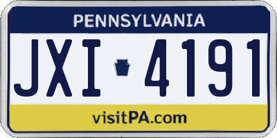 PA license plate JXI4191