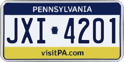 PA license plate JXI4201