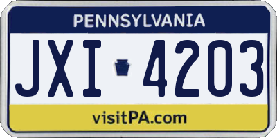 PA license plate JXI4203