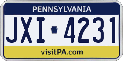 PA license plate JXI4231