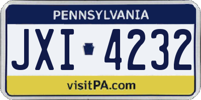 PA license plate JXI4232
