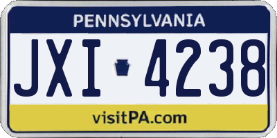 PA license plate JXI4238