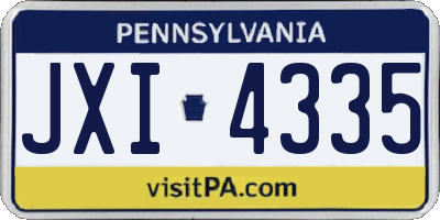 PA license plate JXI4335