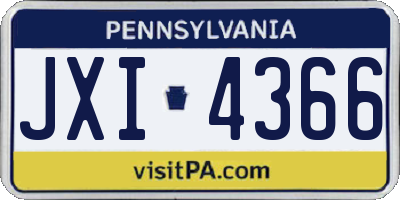 PA license plate JXI4366