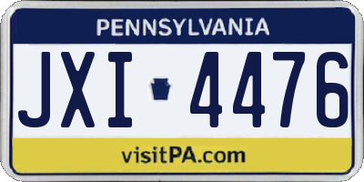 PA license plate JXI4476