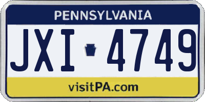 PA license plate JXI4749