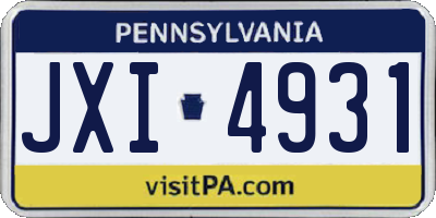 PA license plate JXI4931