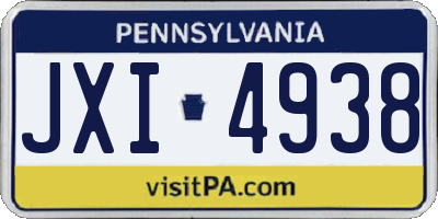 PA license plate JXI4938