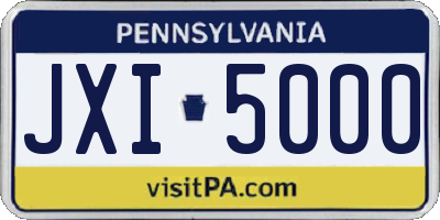 PA license plate JXI5000