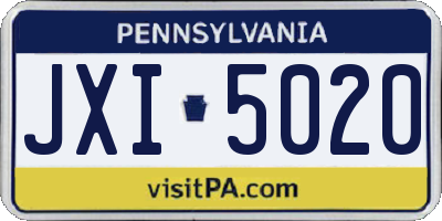 PA license plate JXI5020