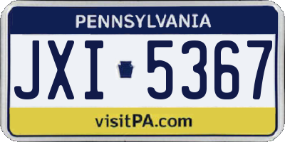 PA license plate JXI5367