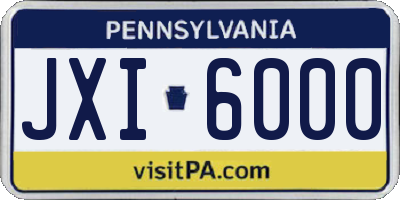 PA license plate JXI6000