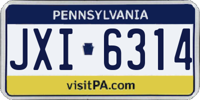 PA license plate JXI6314