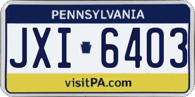PA license plate JXI6403