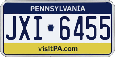 PA license plate JXI6455