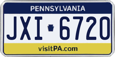 PA license plate JXI6720