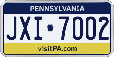 PA license plate JXI7002
