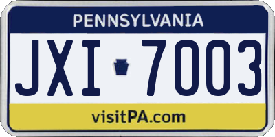 PA license plate JXI7003