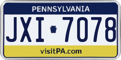 PA license plate JXI7078