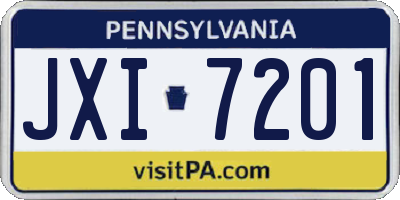 PA license plate JXI7201