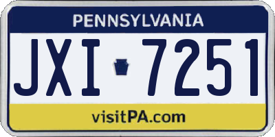 PA license plate JXI7251
