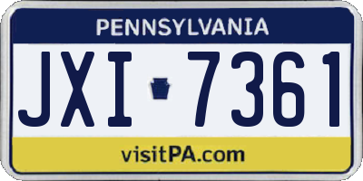 PA license plate JXI7361
