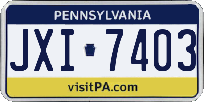 PA license plate JXI7403