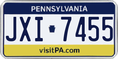 PA license plate JXI7455