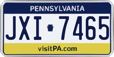 PA license plate JXI7465