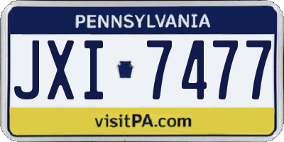 PA license plate JXI7477