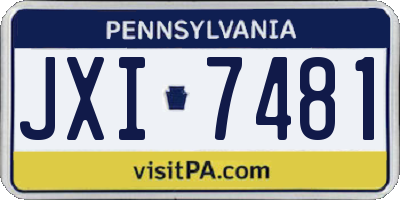 PA license plate JXI7481