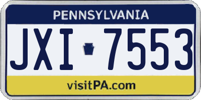 PA license plate JXI7553