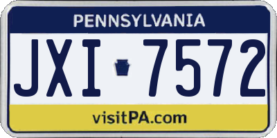 PA license plate JXI7572